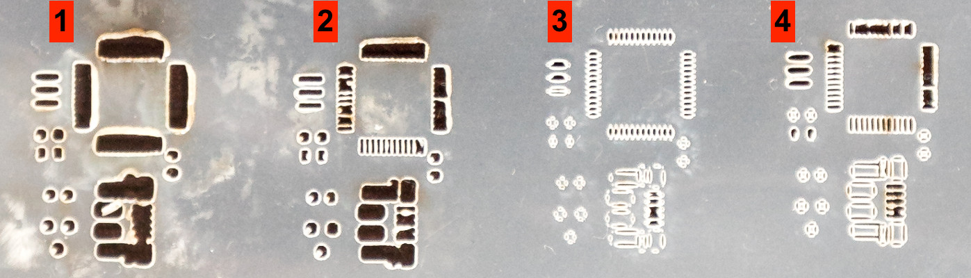 Laser cutting test with different parameters for Mylar material